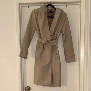 Zara Beige Wrap Coat with Belt